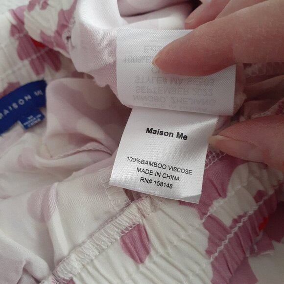 Maison Me Maisonette Women's M Purple Retro Floral Bamboo Viscose Cabana Shorts - Picture 5 of 15